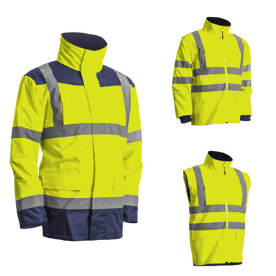 Ziemas darba jaka KANATA 4in1, Hi-Vis dzeltena/zila